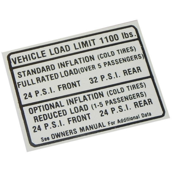 1967 Pontiac GTO/Full-Size Glove Box Tire Decal 1pc