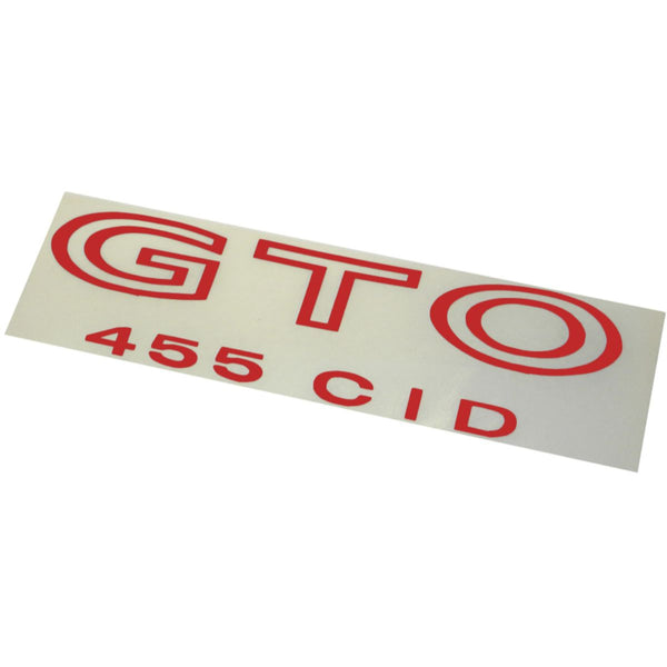 1970-73 Pontiac Red "GTO 455 CID"  Decal 1pc