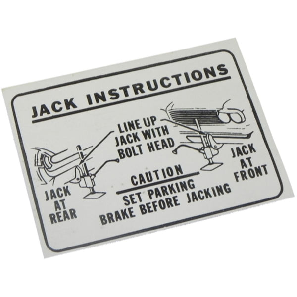 1962 Pontiac Full Size & Grand Prix Jack Instruction Decal