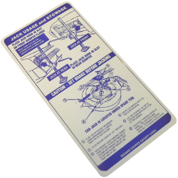 1968 Pontiac Full Size & Grand Prix Jack Instruction Decal