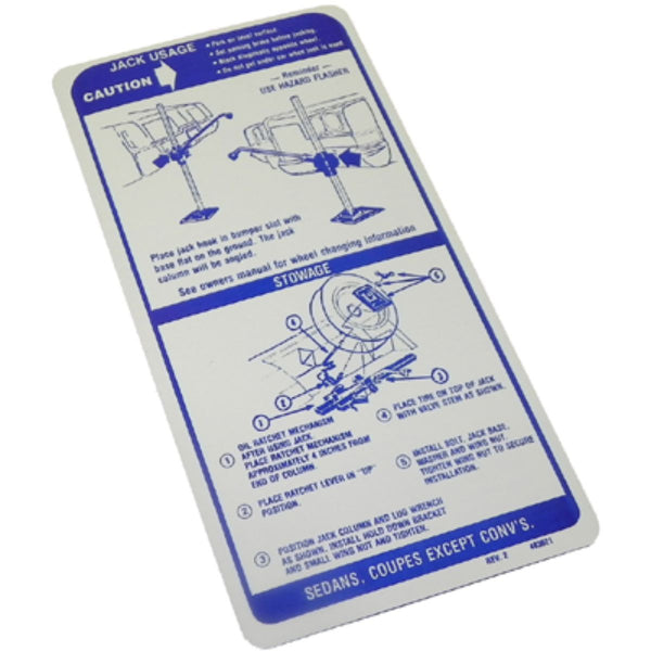 1971-72 Pontiac Full Size & Grand Prix Jack Instruction Decal