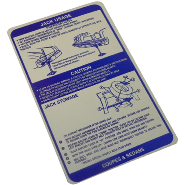1973 Pontiac Full Size & Grand Prix Jack Instruction Decal