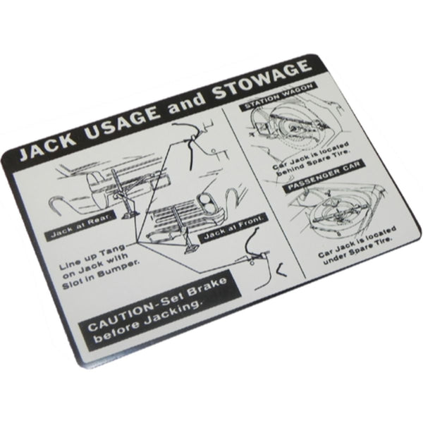 1965 Pontiac GTO Jack Instruction Decal 1pc