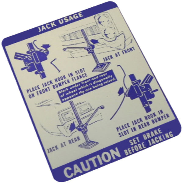 1967 Pontiac GTO Jack Instruction Decal 1pc