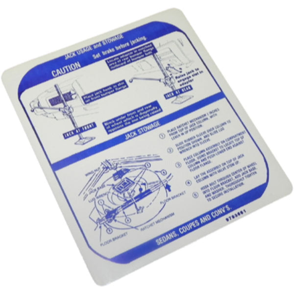 1968 Pontiac GTO Jack Stowage and Instruction 1pc