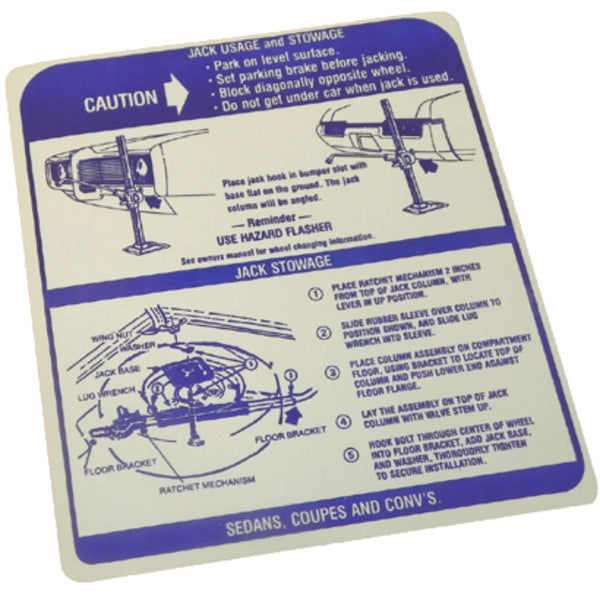 1969 Pontiac GTO Jack Stowage and Instruction 1pc