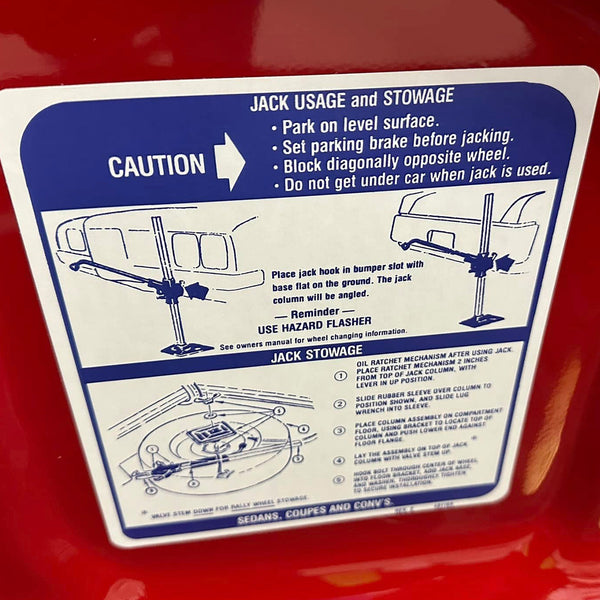 1970-72 Pontiac GTO Jack Stowage and Instruction 1pc