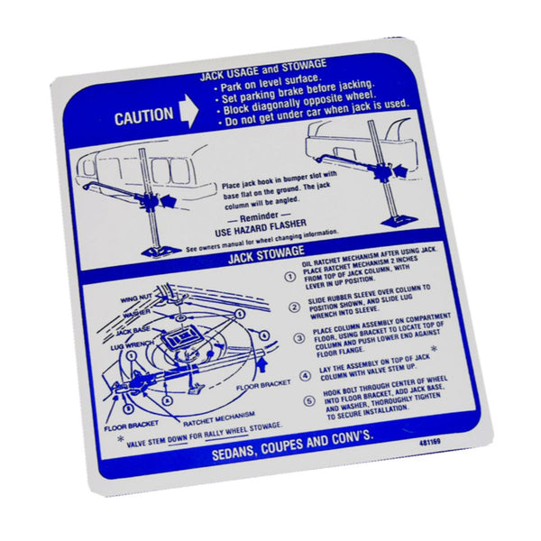 1970-72 Pontiac GTO Jack Stowage and Instruction 1pc