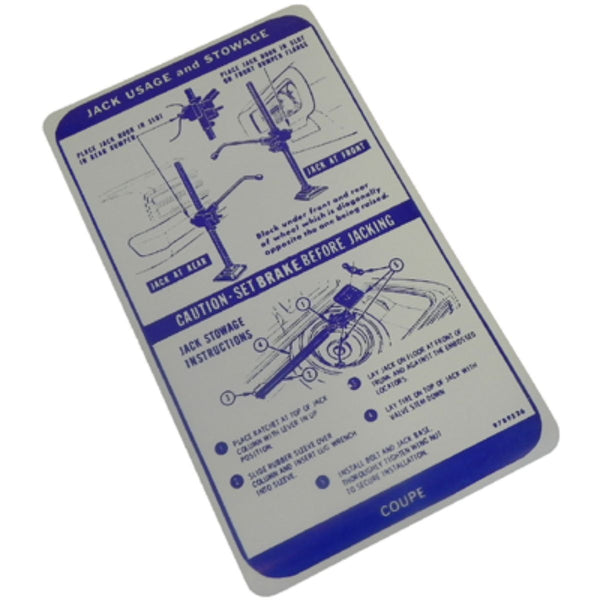 1967 Pontiac Firebird Coupe Jack Instruction Full Size Spare 1pc