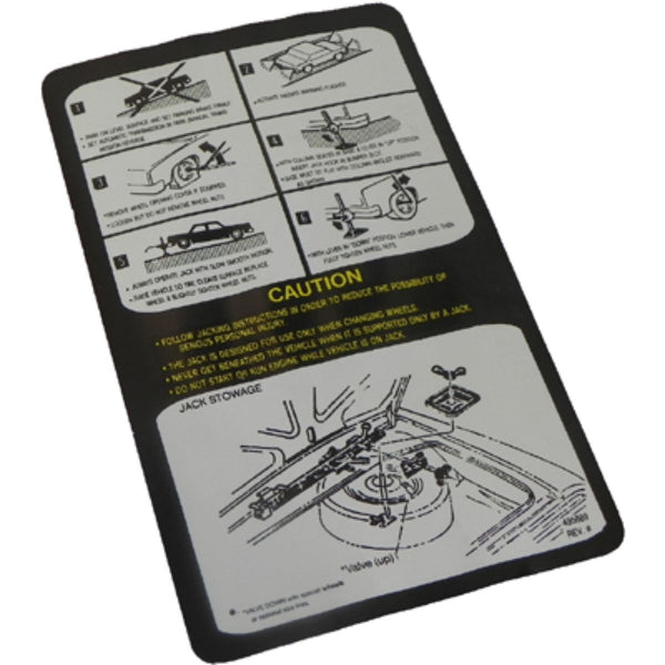 1970 Firebird Jack Instruction Full Size Spare Decal 1pc