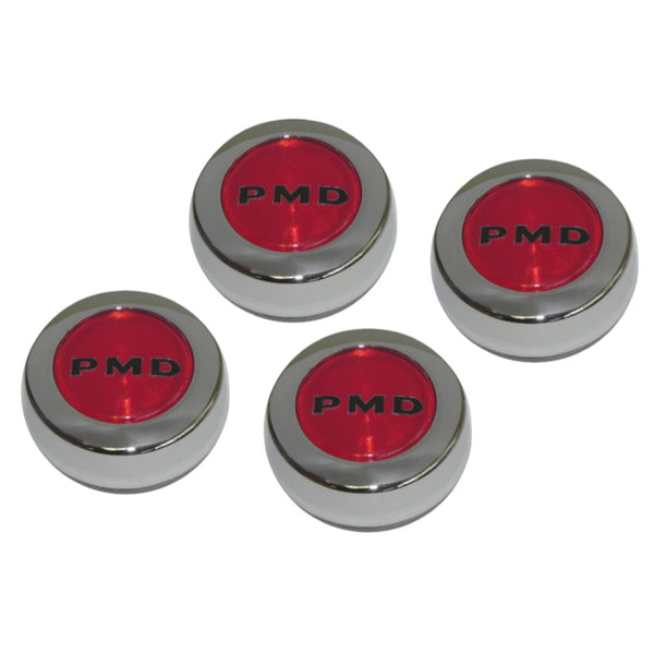 1967-70 Pontiac Rally Wheel Center Cap, Red 4pc Kit