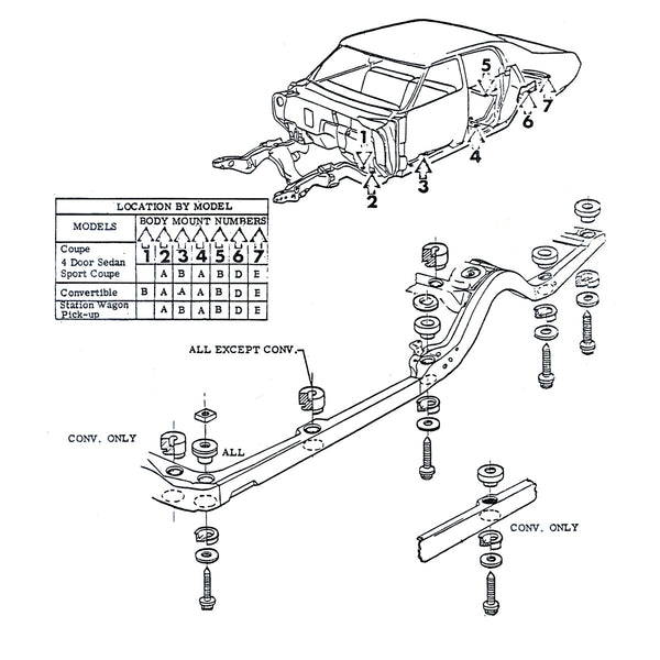 1971-72 Chevelle Hardtop and 4 Door Body Mount Kit 20pc
