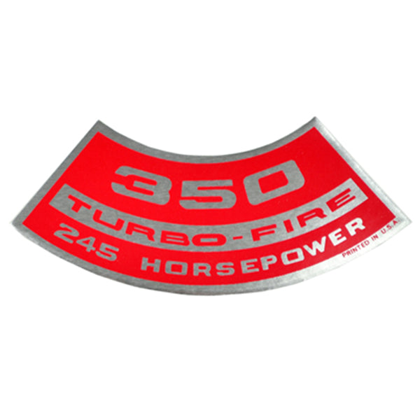 350 TURBO-FIRE 245 HP Small Block Air Cleaner Decal.