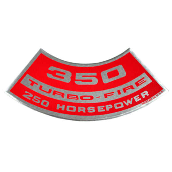 350 TURBO-FIRE 250 HP Small Block Air Cleaner Decal.