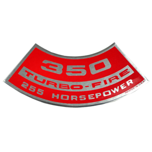 350 TURBO-FIRE 255 HP Small Block Air Cleaner Decal.