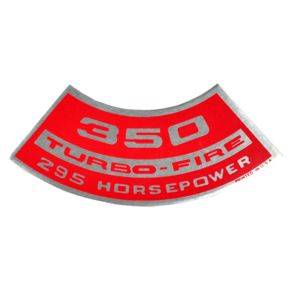 350 TURBO-FIRE 295 HP Small Block Air Cleaner Decal.