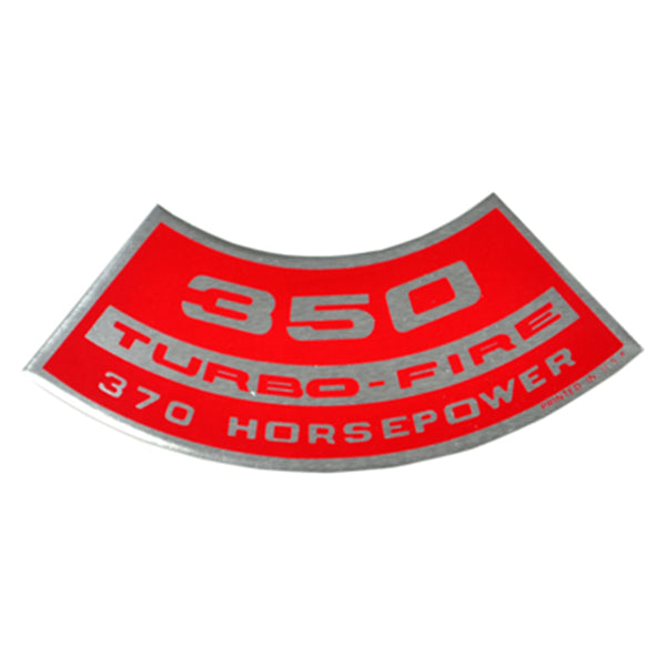 350 TURBO-FIRE 370 HP Small Block Air Cleaner Decal.