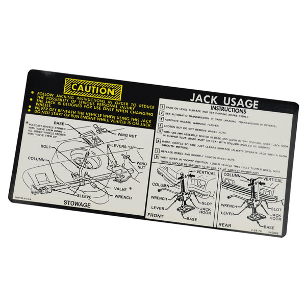 1974-75 Chevrolet Malibu & 1974 Monte Carlo Jacking Instructions.