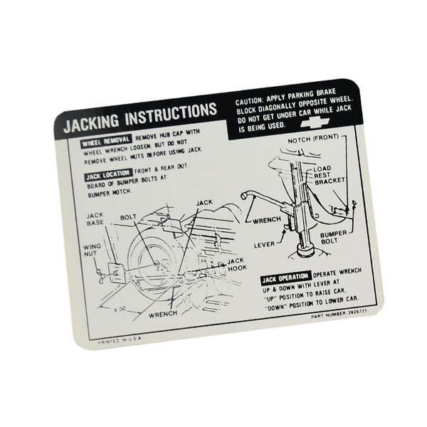 1968-69 Chevrolet El Camino Jacking Instructions.