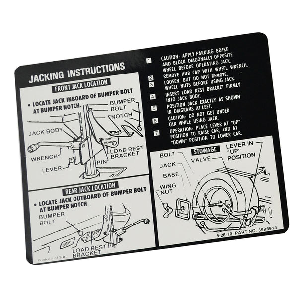 1971 Chevrolet ElCamino & Sprint Jacking Instructions.