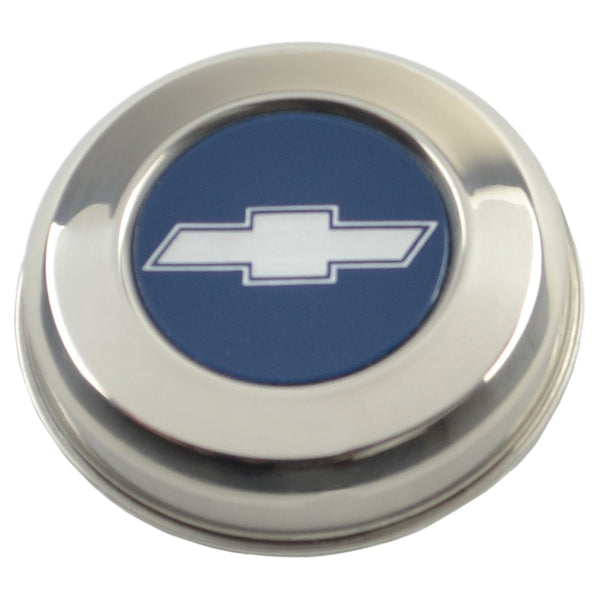 1971-72 Chevrolet Chevelle Camaro Stainless Wheel Center Cap Silver & Blue Insert