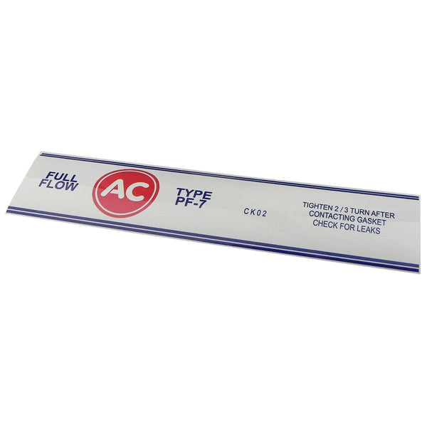 1961-66 GM PF-7 Oil Filter Sticker with AC Logo