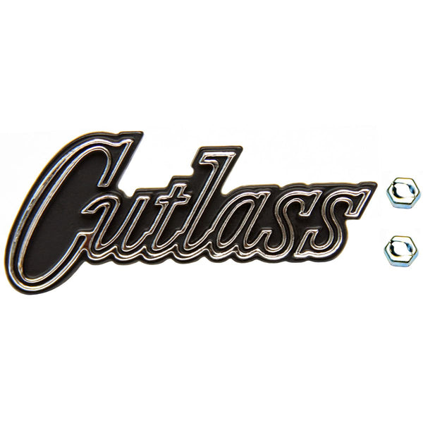 1970-72 Cutlass Glove Box Emblem with two self cutting nuts. 3 pc