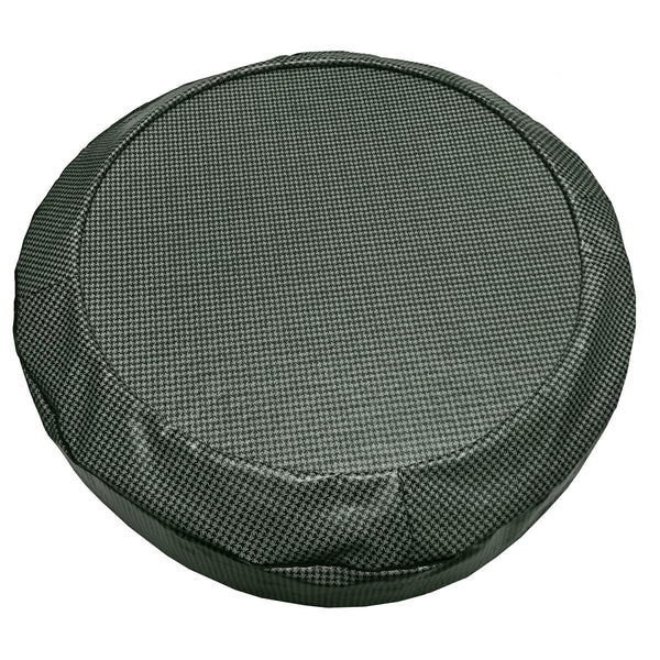 1964-77 GM Spare Tire Cover, Aqua Houndstooth, snug fit with lower elastic band and hard board center section.