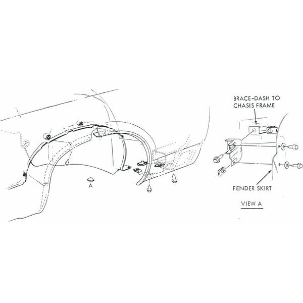 1964-67 Pontiac A-Body Inner Fender To Cowl Brackets, 2pc