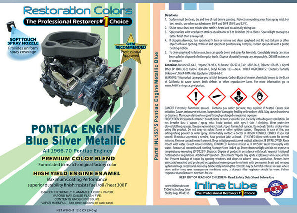 1966-70 Pontiac all V8 Engine Metallic Blue Paint 1pc
