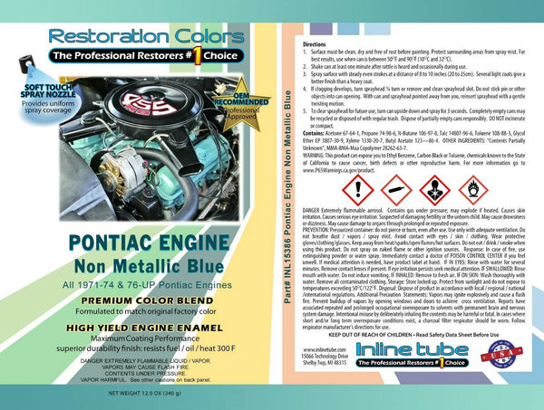 1971-74 Pontiac V8  & HO & 77-81 V8 (Not For 73-74 SD) Blue Engine Paint 1pc