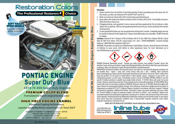 1973-74 Pontiac V8  all Super Duty Engines Blue Paint 1pc