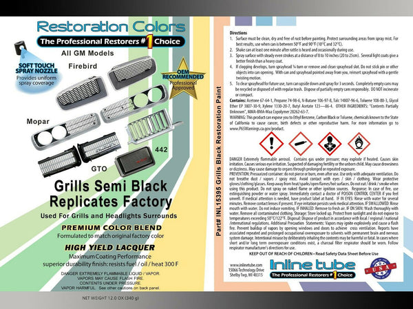 1960-81 GM Ford Mopar Grill and Headlight Surround Semi Gloss Black Spray Paint 1pc