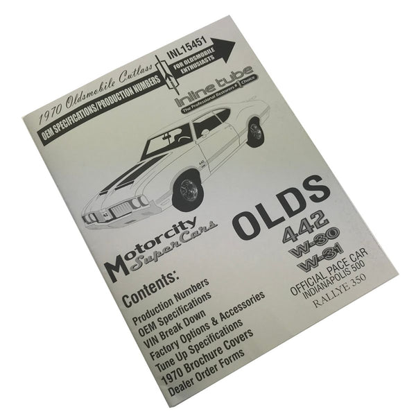 1970 Oldsmobile Cutlass OEM Specifications/Production Numbers Booklet