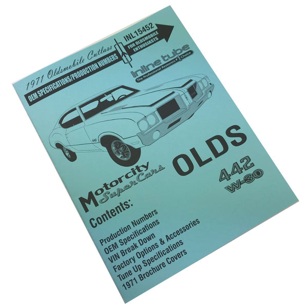 1971 Oldsmobile Cutlass OEM Specifications/Production Numbers Booklet