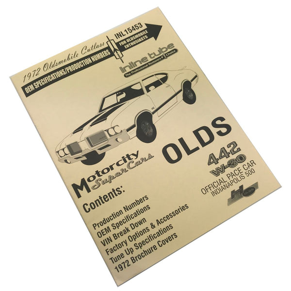 1972 Oldsmobile Cutlass OEM Specifications/Production Numbers Booklet