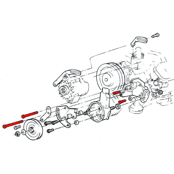 1966-70 Pontiac A-Body Firebird Power Steering Alternator bracket mounting bolts 4pc