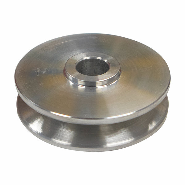 1966-80 GM Deep Groove Aluminum Alternator Pulley. Dia 3.20", Thickness .833", Shoulder .133", Center Hole .671" , 1.410", .218 Deep