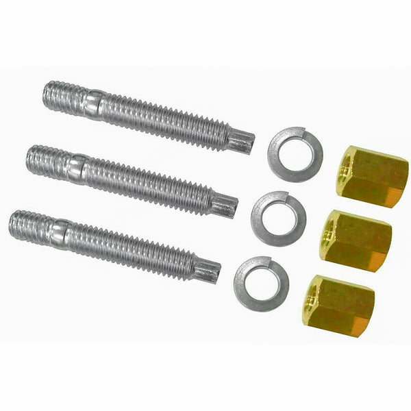 1966-80 GM Exhaust Manifold Studs with Brass Nuts, 3/8-16 thread, 2.5" Long 9pc