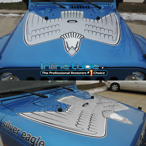 3M Hood Vinyl Graphic Decal Kit 1976-2016 Silver Eagle Jeep CJ7 YJ JK TJ Wrangler