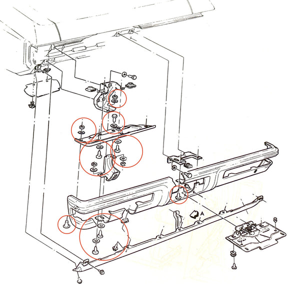 1970-72 Pontiac Lemans GTO Complete Rear Bumper Bolt Kit 54pc