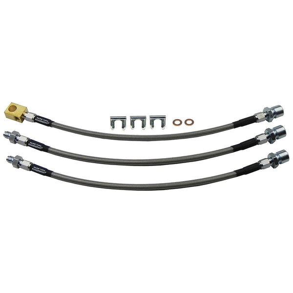 1959-66 Jeep CJ-5 Drum Brake Stainless Braided Brake Hose Kit 3pc