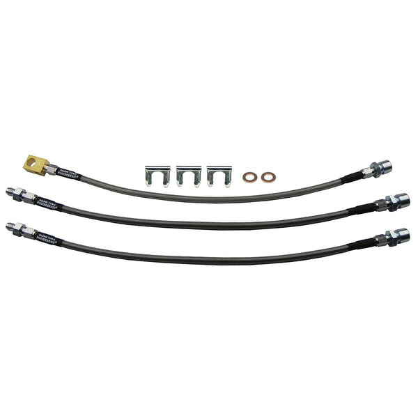 1976-78 Jeep CJ-5 CJ-7 Drum Brake Stainless Braided Brake Hose Kit 3pc