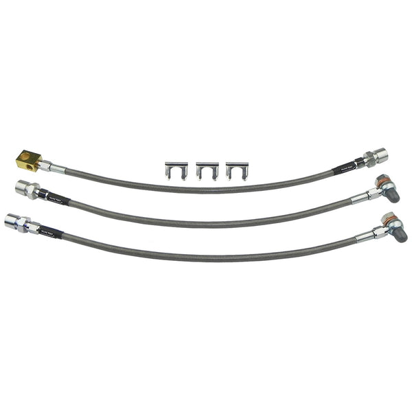 1982-86 Jeep CJ5 CJ7 & Scrambler Stainless Braided Brake Hose Kit 3pc