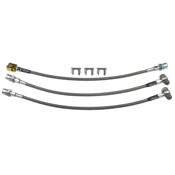 1977-81 Jeep CJ5 CJ7 Stainless Braided Brake Hose Kit For 3"-5" Lifts 3pc