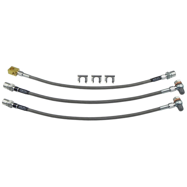 1987-06 Jeep Wrangler YJ,1997 Wrangler TJ  Stainless Braided Brake Hose Kit For 2"-6" Lifts 3pc