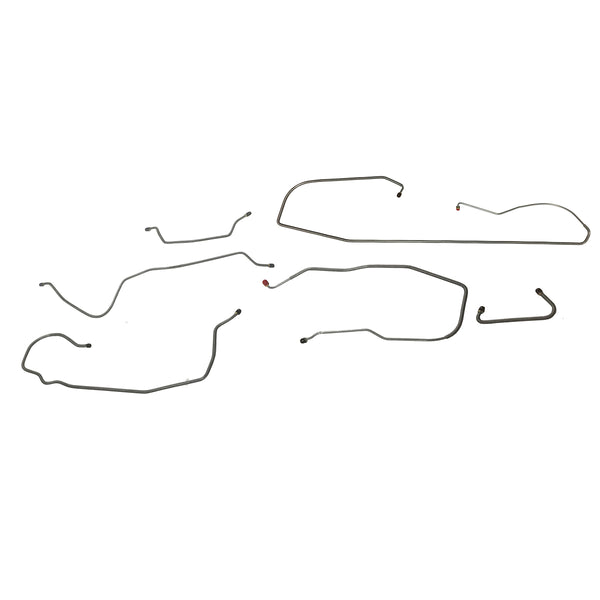 1972-73 Jeep CJ-5 Dana 44 Front Axle Manual Drum Complete Brake Line Kit 6pc, OE Steel