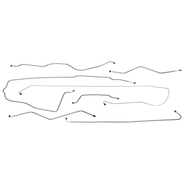 1974-75 Jeep CJ-5 Dana 44 Front Axle Manual Drum Complete Brake Line Kit 7pc, OE Steel