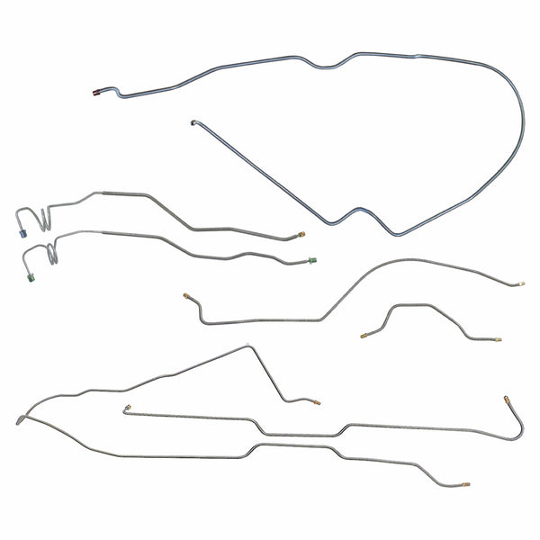 1976-Early 1977 Jeep CJ-7 w/AMC 20 Narrow Axle w/MT (Early 3/16" M/C Lines) Standard Brake Line Kit 7pc, OE Steel