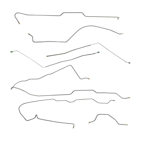 Late 1977-78 Jeep CJ-7 w/AMC 20 Narrow Axle w/MT (Late 3/16"/1/4" M/C Lines) Power Brake Line Kit 7pc, OE Steel